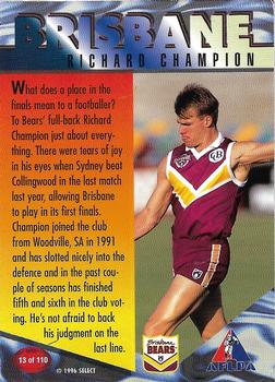 1996 Select AFL Centenary Series - Gold #13 Richard Champion Back